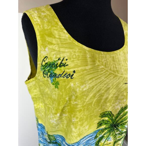 Nancy Bolen City Girl 100% Silk Vintage Embellished Sleeveless Tank Top Beach M - Picture 3 of 14